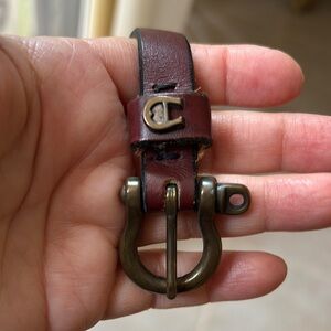 Etienne Aigner Vintage Cordovan Leather Equestrian Brass Lock Buckle Skinny belt